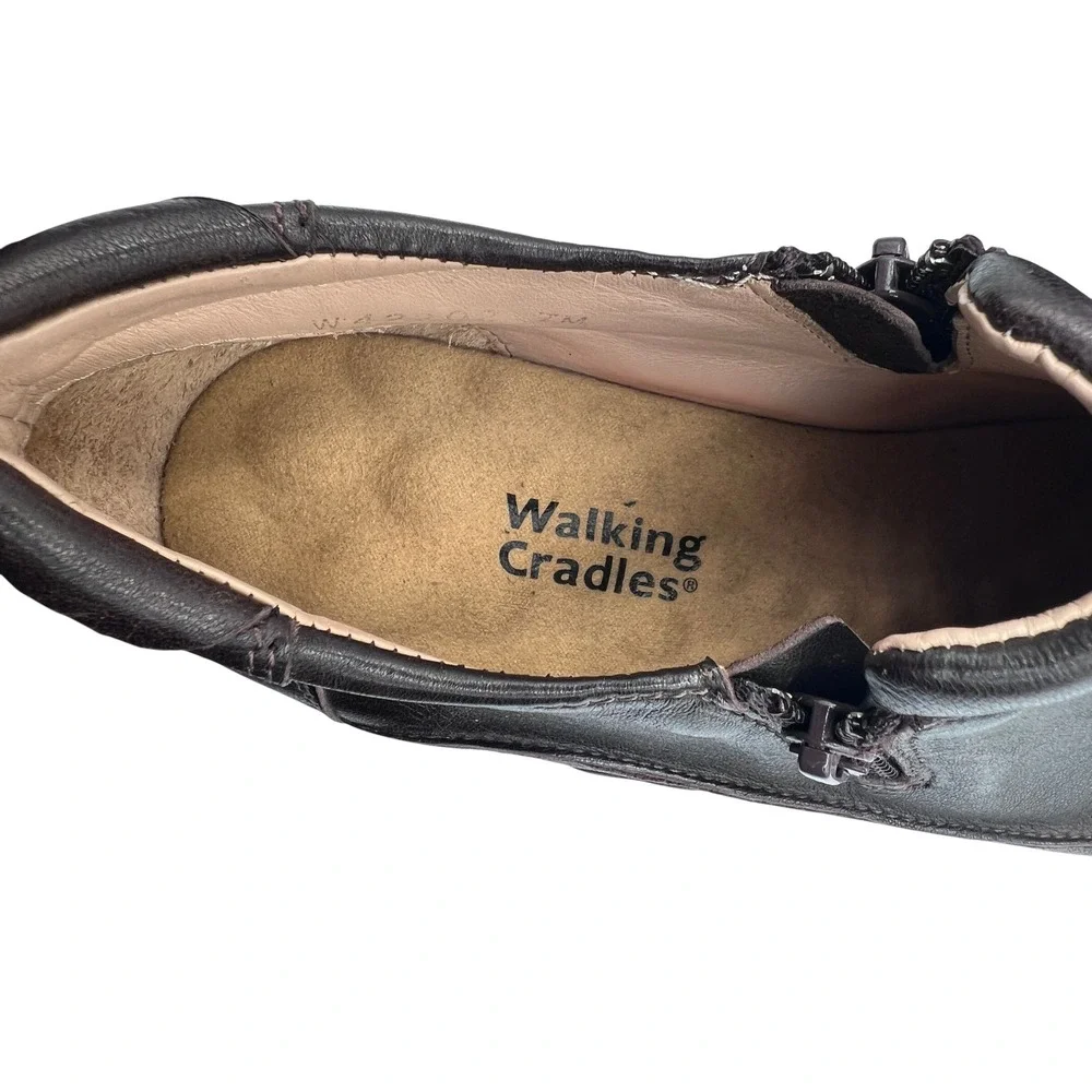 Walking Cradles Loafers Womens 7M Brown Excellent Leather Side‎ Zip Shoes
